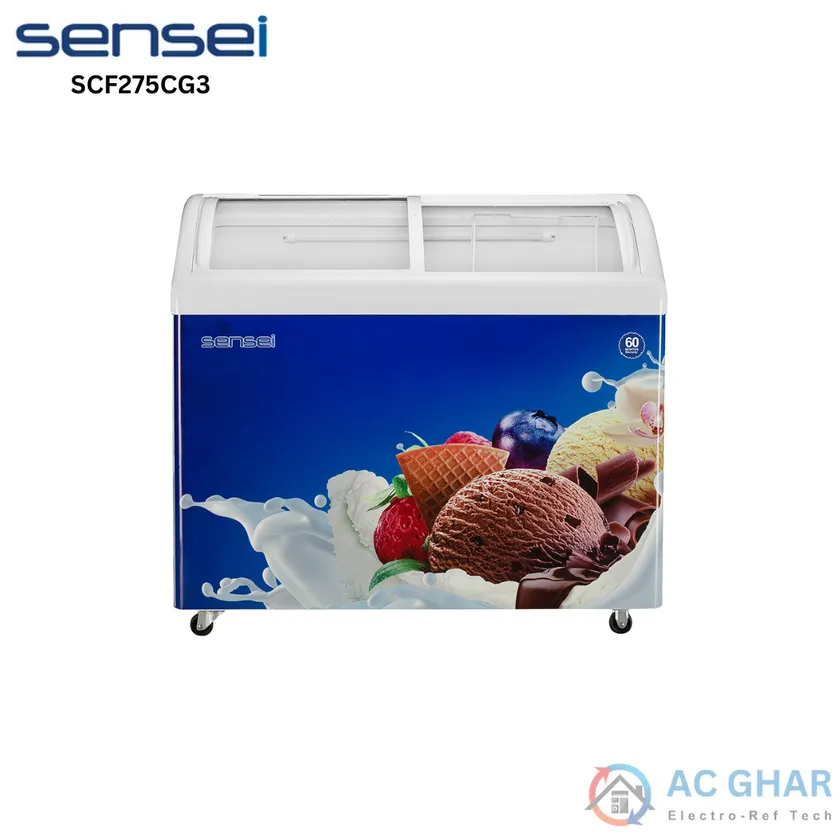 Sensei 275 Liter Curved Glass Chest Freezer - SCF275CG3 | AC GHAR